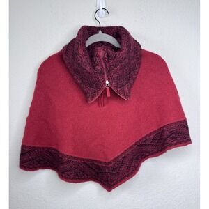 SOL 100% Alpaca Wool Poncho Cape Sweater Geometric Zip Collar Boho Ethnic Peru